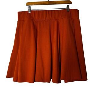 Elhoffer Essentials Pleated Skater Skirt Size 3X Rust Ponte Stretchy Elastic